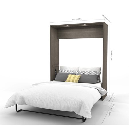 Bestar Cielo Queen Murphy Bed and Shelving Unit with Drawers (95W), Bark Grey & White 80882-47